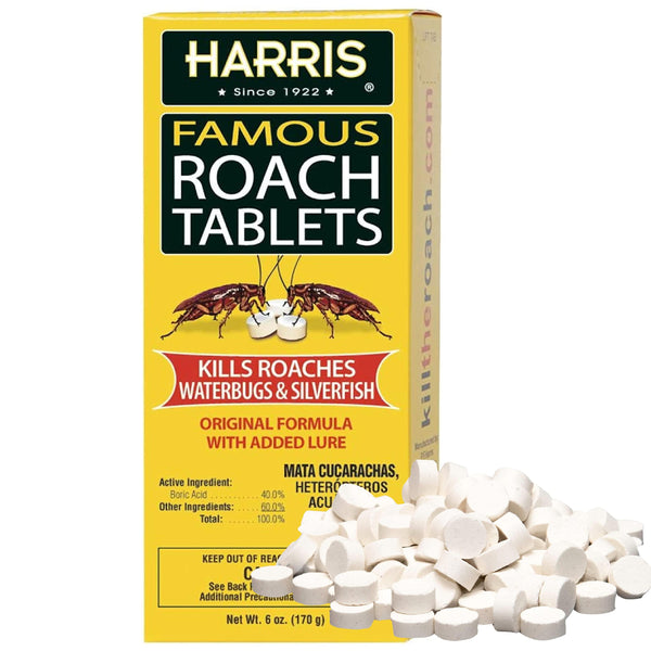 Harris Roach Tablets, Boric Acid Roach and Insects Killer with Lure, Alternative to Bait Traps (6oz, 145 Tablets), Yellow 6 oz