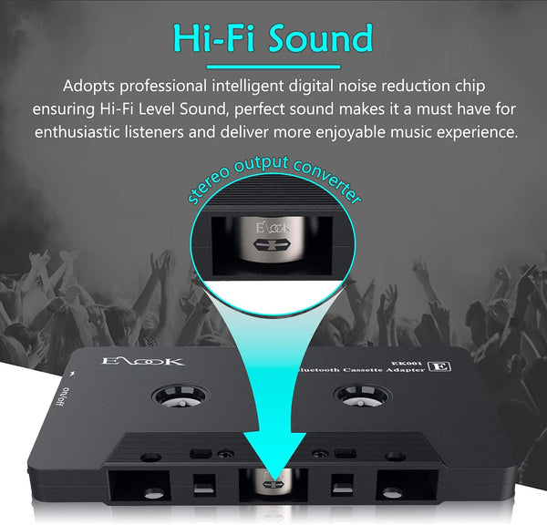 Elook Bluetooth 5.0 Car Cassette Aux Adapter,Black | tape audio receiver