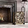 Fire Beauty Firewood Log Rack Adjustable Bracket Kit, Fireplace Wood Storage Holder,Black Powder,Coated Steel, Outdoor and Indoor(Adjustable)