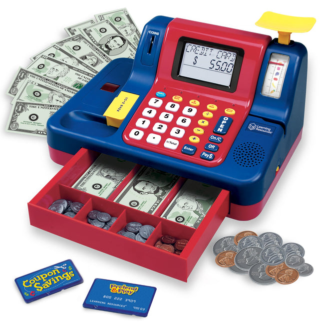 Learning Resources Pretend & Play Teaching Cash Register, 73 Piece Set, Ages 3+,