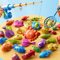 Magnetic Fishing Game Toys for Kids Toddlers 3-5 4-8, Water Table Bathtub Toys with Pole Rod Net Plastic Floating Fish, Water Bath Pool Outdoor