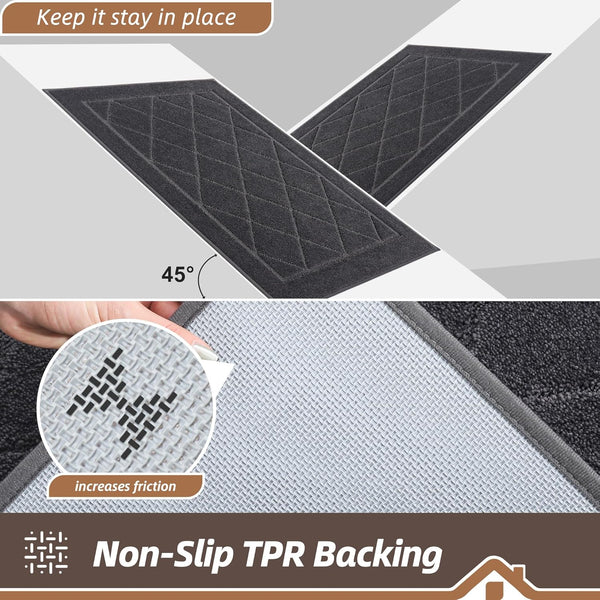 BEQHAUSE Dirt Trapper Door Mat 20" x 32", Doormat Non-Slip, Dark Grey | Entryway Rugs Washable, Dog Door Mat Stain Resistant and Absorbent Welcome