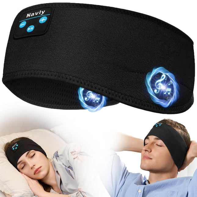 Navly Sleep Headphones, 10Hrs Sports Headband with Soft Cozy Earbuds Comfortable, Headphones Headband with Ultra-Thin HD