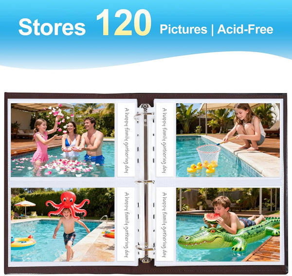 30 Pack 5x7 Photo Album Refill Pages for 3 Ring Binder,Ultra-Clear Photo Sleeves Holding 120 Pictures, Double-Sided 2 Pockets Photo Pages, Photo