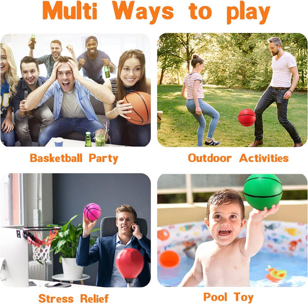 12Pcs 5Inch Mini Basketballs,Colorful Rubber InflatableBasketball,Pool Kick Balls Toy with Inflation Pump for Indoor Mini Basketball Hoop,Beach