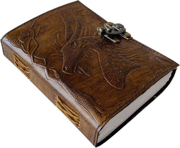 Embossed Leather Bound Journal Dragon Game of Thrones Diary with Clasp Lock Vintage Perfect Notebook Blank Book of Shadows Unlined Paper