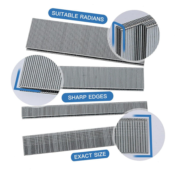 18 Gauge 1/4 Inch Narrow Crown Staples 4 Assorted Sizes 1600-Count | 400 PCS per Size: Galvanized Staples 1/2", 3/4", 1" & Brad Nails 5/8" fit
