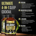 4-In-1 Sleep Aid (120 Caps) W/Apigenin 50Mg, Magnesium Glycinate 200Mg, L Theanine 200Mg & Valerian Root for Sleep Aid 300Mg | Apigenin Supplement