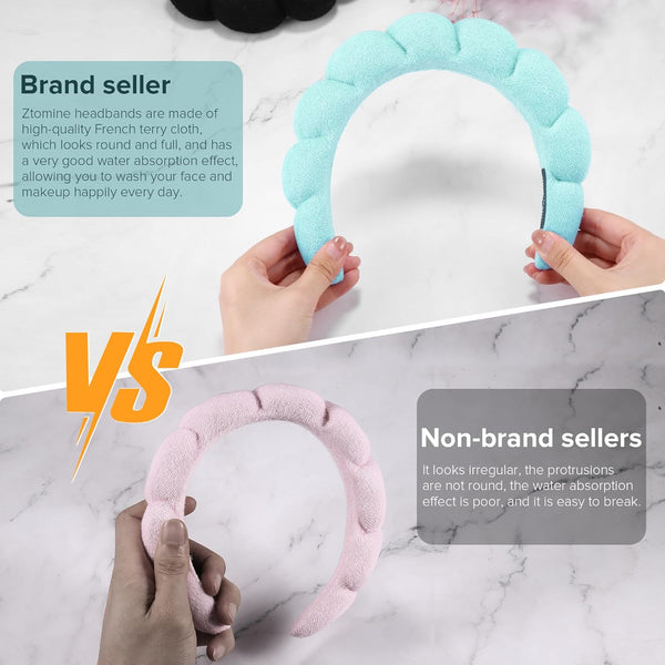 Spa Headbands for Washing Face or Facial, Set of 2 Skincare Headbands, Terry Cloth Headband Wash Combo Pack - Puffy Makeup Washing, Mask, Skin