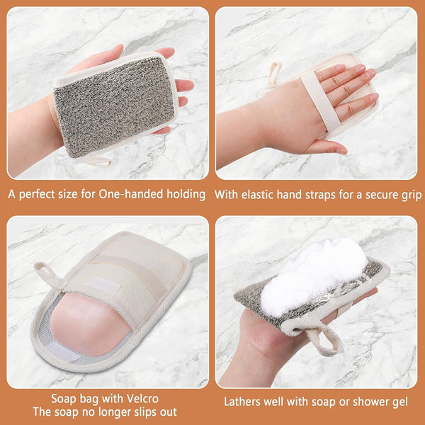 OWIIZI Bar Soap Scrubber Pouch Exfoliating Body Sponge, Bath Scrub Soap Bags for Soap Bars, Soap Saver Exfoliator Shower Pad Lather Sock for Men