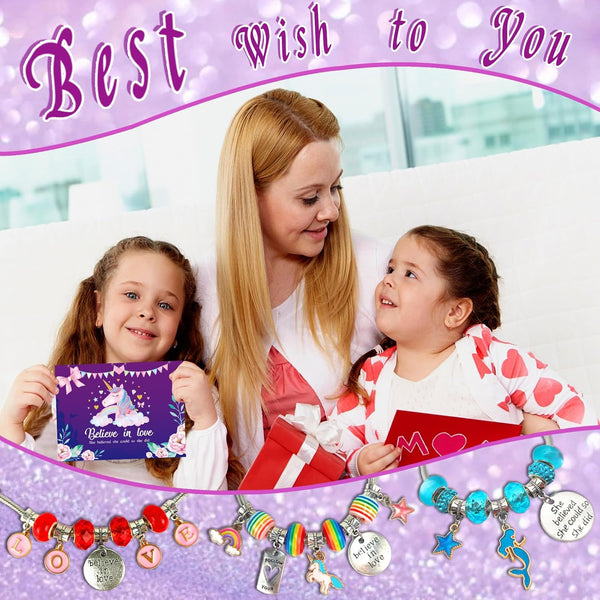 Charm Bracelet/Jewelry Making Kits for Kids Girls,Unicorn Birthday Gifts,Arts Crafts Toys for 5 6 7 8 9 12 Years Old Girls Small