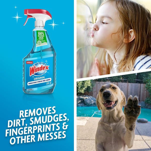 Windex Glass & Window Cleaner Spray Bottle, Original, 23 oz (6-Pack) Original 23 Fl Oz (Pack of 6)