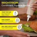 BRIGHTFROM Condiment Squeeze Bottles, 8 OZ Empty Squirt Bottle with Twist Top Cap, Leak Proof - Great for Ketchup, Mustard, Syrup, Sauces,