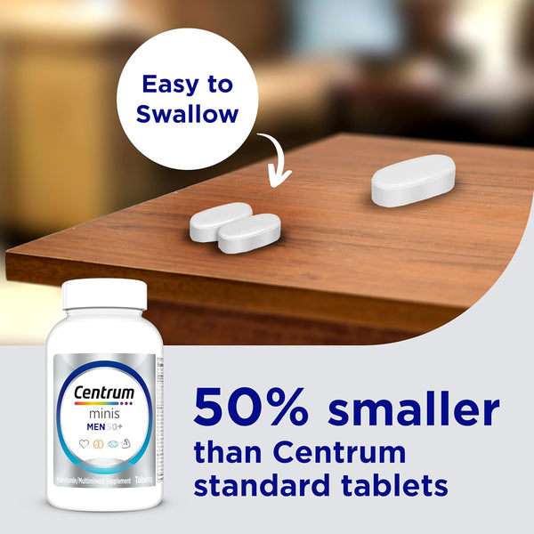 Centrum Minis Silver Multivitamin for Men 50 Plus, Multivitamin/Multimineral Supplement, Vitamin D3, B-Vitamins and Zinc, Non-GMO Ingredients,