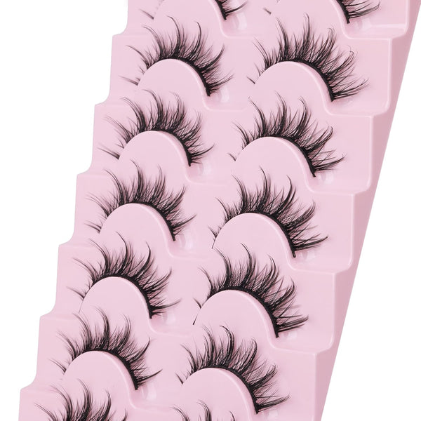 Manga Lashes Natural Look False Eyelashes Anime Lashes Mink Wispy Fluffy Spiky 3D Volume Eyelashes Pack Korean Japanese Asian Cosplay Fake