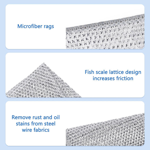 Aidoclip Non-Scratch Steel Wool Dishcloths - 50 Pack Gray Kitchen Scrubbers | Durable Pads Handle Wet or Dry Scrubbing on Dishes, Sinks and