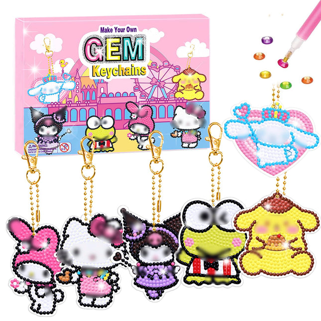 Crafts for Girls 8-12 - 6Pcs Make Your Own GEM Art Keychains - Arts and Crafts f