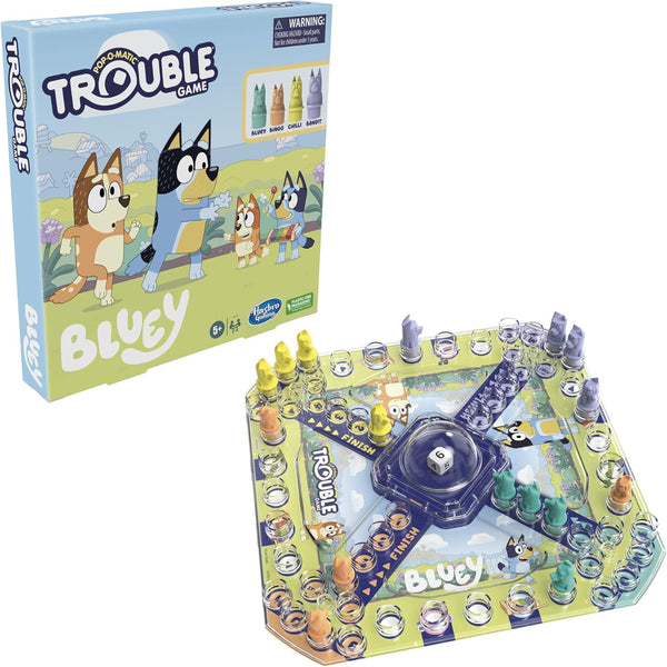 Hasbro Gaming Trouble: Bluey Edition Board Game for Kids, 2-4 Players, Race Bluey, Bingo, Bandit, or Chilli to the Finish, Ages 5 and up (Amazon