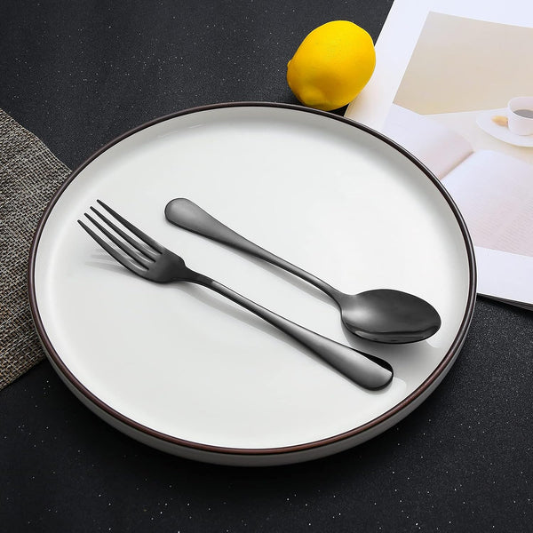 Set of 12, Stainless Steel Dinner Forks and Spoons Silverware Set, Heavy-Duty Forks (8 Inch) and Spoons (6.7 Inch) Cutlery Set, Dishwasher Safe