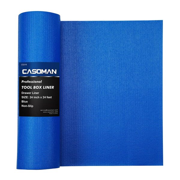 CASOMAN Professional Tool Box and Drawer Liner, Blue, Easy Cut Non-Slip Foam Rubber Toolbox Drawer Liner Mat - Adjustable Thick Cabinet Liners,