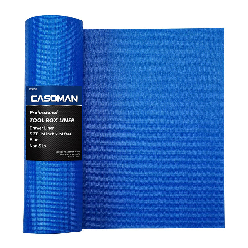 CASOMAN Professional Tool Box and Drawer Liner, Blue, Easy Cut Non-Slip Foam Rubber Toolbox Drawer Liner Mat - Adjustable Thick Cabinet Liners,