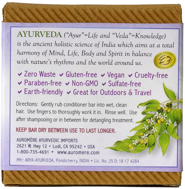 Auromere Ayurvedic Conditioner Bar for All Hair Types Ã¢ÂÂ Vegan, Non-Gmo, Deep Moisturizing, Nourishing Herbal Formula with Neem, Zero Waste,