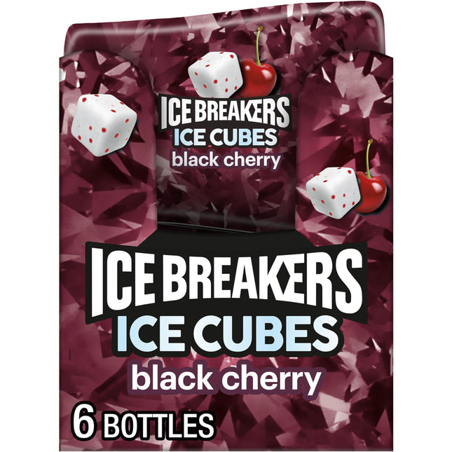 Ice Breakers Ice Cubes Black Cherry Sugar Free Chewing Gum Bottles, 3.24 Oz (6 C