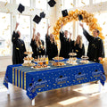 Childom 3 Pack Graduation Tablecloth,Graduation Decorations Class of 2026 Graduation Party Decorations,54"x108" Blue and Gold Plastic Table Cloth
