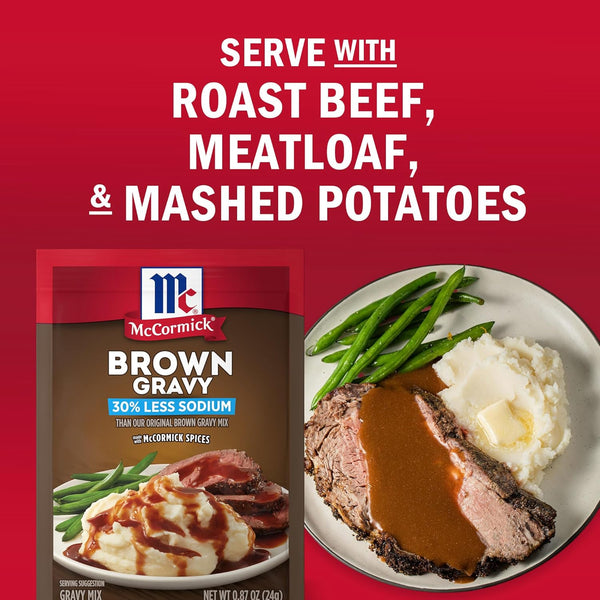 Mccormick 30% Less Sodium Brown Gravy Mix, 0.87 Oz (Pack of 12)
