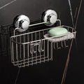 HASKO Suction Cup Shower Caddy Basket for Shampoo, Shower Suction Shelf Organizer, Basket with Soap Holder and Hooks, Stainless Steel Shampoo