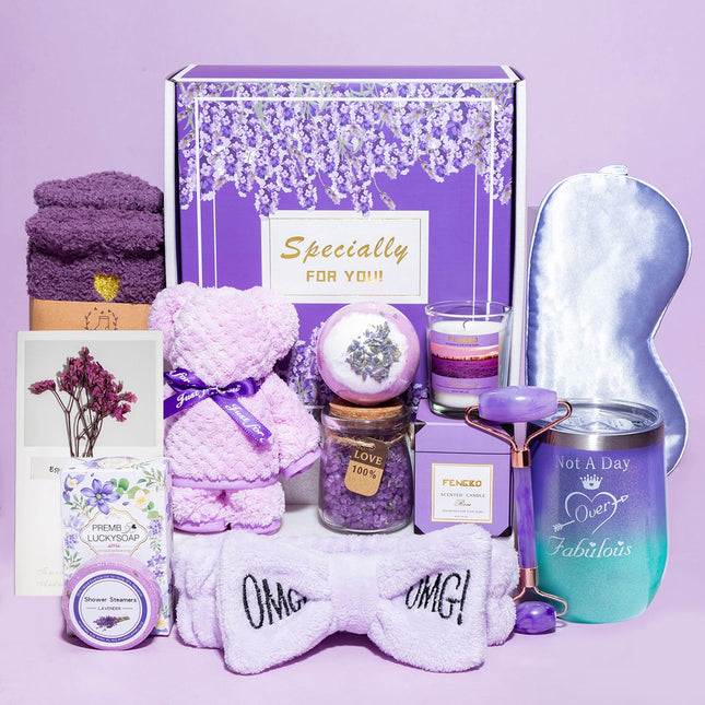 Birthday Gifts for Women,Gifts for Her Purple Gifts Basket for Women Lavender Re