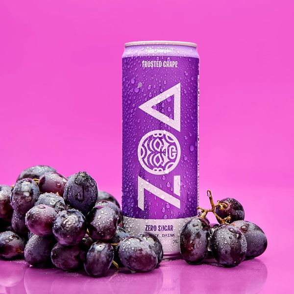 ZOA Zero Sugar Energy Drinks - Frosted Grape | Healthy Energy Formula with Natural Caffeine, Daily Vitamin C, Essential B-Vitamins | Gluten-Free,