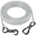 Tresbro 15FT Reflective Tie Out Cable for Dogs Up to 250 Pounds, Steel Wire Lead Leash Cable with Stainless Dual Fix Buckle, Lightweight and