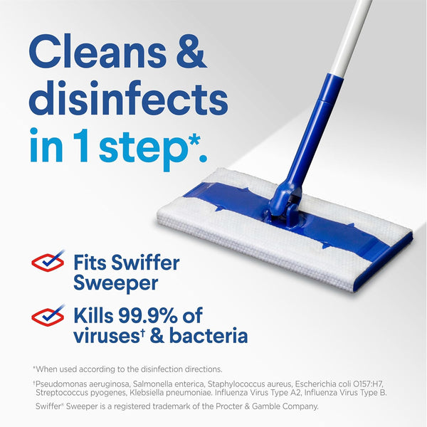 Clorox Disinfecting Wet Mop Pad, Disposable Mop Heads, Multi-Surface Floor Wipes, Rain Clean, 2 Packs, 24 Wet Refills per Pack (Package May Vary)