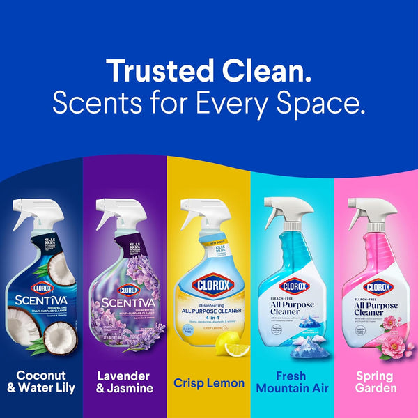 Clorox Disinfecting All-Purpose Cleaner, 32 fl. Oz., and Bathroom Cleaner, Bleach Free, Household Essentials, Cleans Dirt and Grime Off Most