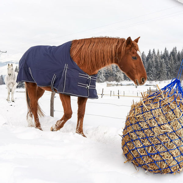 Fabbay 4 Pcs Slow Feed Hay Net Feeder Hay Bag for Horses Slow Feeder 40 Inch Length with 2 Inch Holes Hanging Horse Feed Net for Goat Cattle