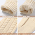 Pleneal Winter Gloves for Women Cold Weather - Womens Gloves Warm Touch Screen Fleece Lined Elastic Cuff Knit Glove 2 Pairs Black & Beige