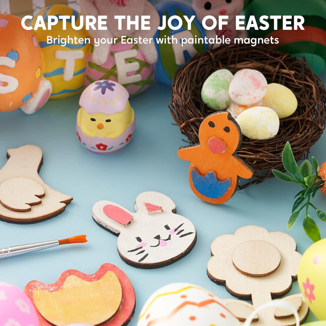 JOYIN 12 Wooden Magnet Creativity Arts & Crafts Painting Kit for Kids, Decorate Your Own Painting Gift for Halloween Cra