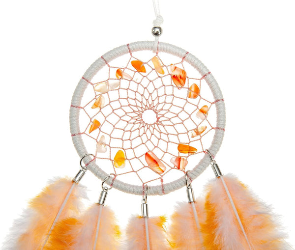 Mini Dream Catchers - Rooster Feather with Red Agate, Handmade Small Dreamcatcher for Bedroom, Dream Catcher for Girls, Dream Catchers for Boys,