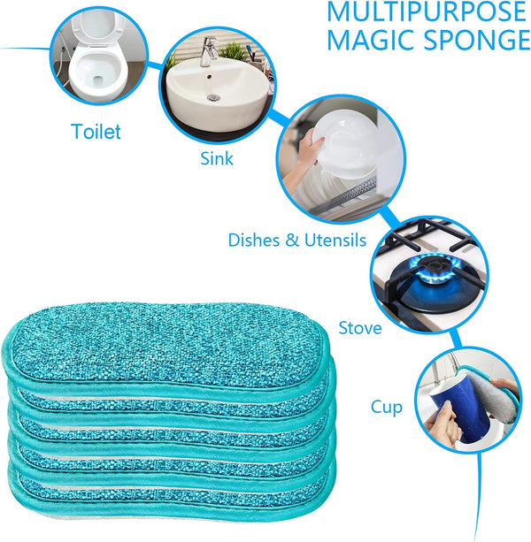 10 Pack Kitchen Dish Sponges Scrubber Non-Scratch Multi-Purpose Dishcloths, Sponge Along with Heavy Duty Scouring Power - Effortless Cleaning of