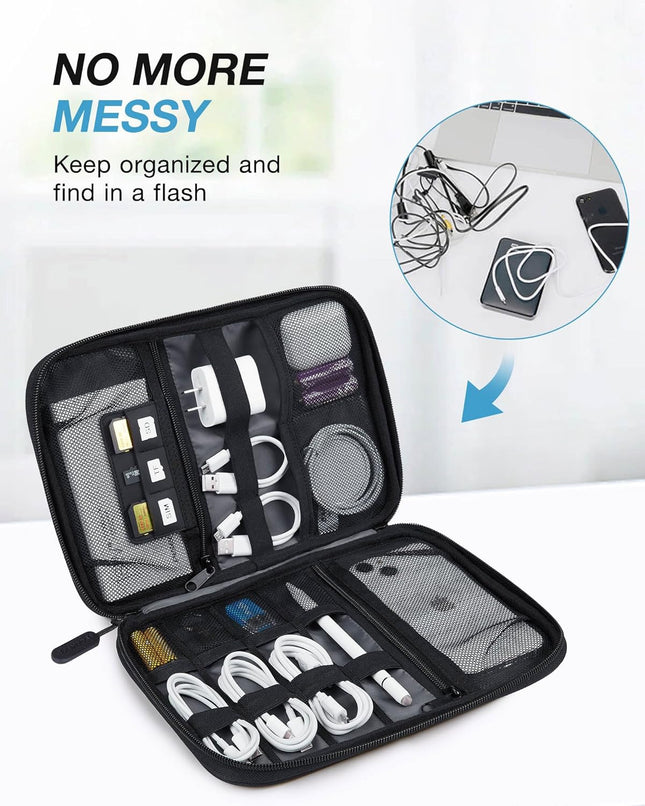BAGSMART Electronics Travel Organizer Case, Tech Accessories Cord Storage Bag for Phone, Power Bank, SD Card, Cables, Bl