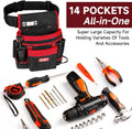 Tool Belt,Magnetic Tool Pouch,14-Pockets Tool Belts for Men,Detachable & Adjustable Tool Pouch Belt for Electrician,Carpenter,Construction,Work