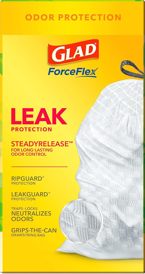 Glad Forceflex Tall Kitchen Trash Bags, 13 Gal, Gain Original with Febreze, 80 Ct (Pack May Vary)
