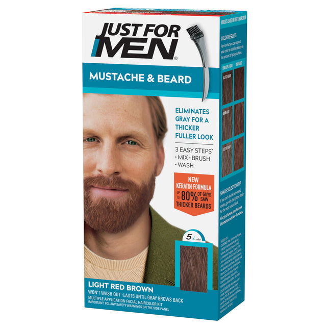 Just for Men Mustache & Beard, Beard Dye for Men with Brush, with Keratin Biotin