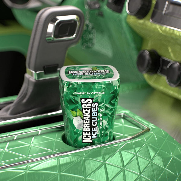 ICE BREAKERS Ice Cubes Spearmint Sugar Free Chewing Gum Bottles, 3.24 Oz (6 Count, 40 Pieces)