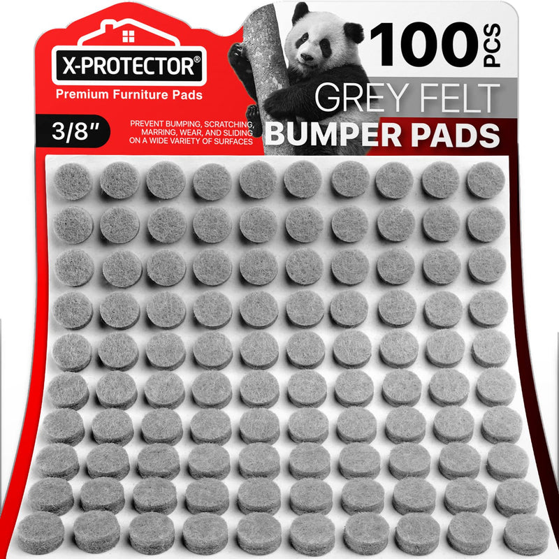 Cabinet Door Bumpers X-Protector 100 PCS Ã¢ÂÂ Small Felt Pads 3/8Ã¢ÂÂ Ã¢ÂÂ Ideal Grey Felt Bumpers Ã¢ÂÂ Self-Adhesive Thick Felt Dots