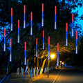 Dazzle Bright 4th of July Lights Decorations, 288LED Red Blue and White Meteor Shower Rain Lights 12Inch 8 Tubes, Waterproof Plug in Falling Rain