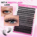FADLASH DIY Lash Extension Kit Individual Lashes Cluster D Curl Eyelash Extension Kit with Lash Bond and Seal and Lash Applicator Tool for Self