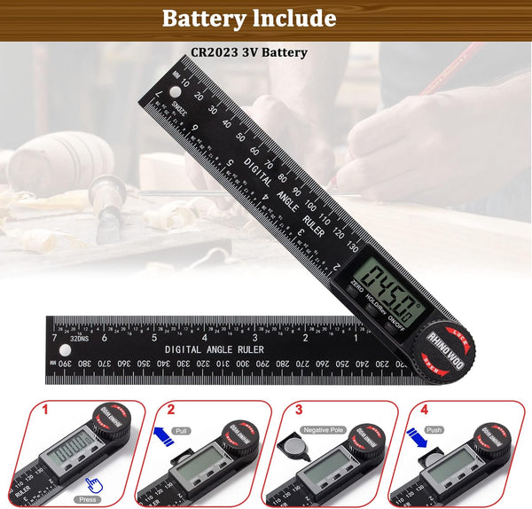 Digital Angle Finder Protractor, Angle Finder Ruler with 7Inch/200Mm, Angle Measuring Tool for Woodworking/Carpenter/Construction/Diy
