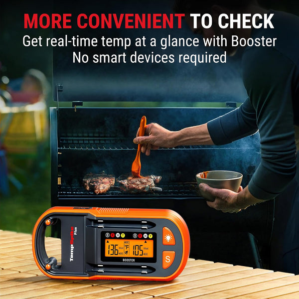 Thermopro Tempspike plus 600Ft Wireless Meat Thermometer with 2 Color-Coded Probes, Bluetooth Meat Thermometer with Lcd-Enhanced Booster for Food